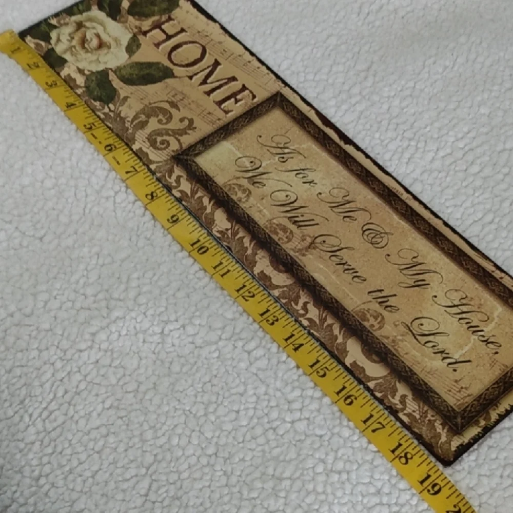 Vintage-Inspired Home Wall Plaque - Cream‎ & Brown - Metal Art - Religious